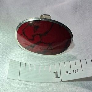 Elegant Red Stone Silver Ring